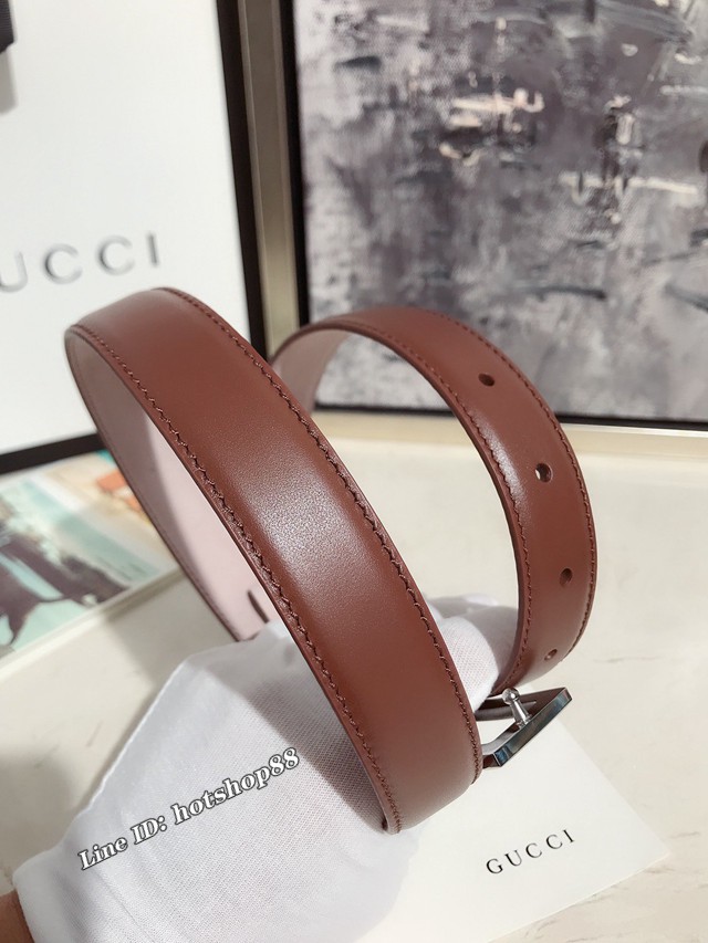 Gucci經典女士皮帶 370717 古奇方扣牛皮腰帶  jjp2040